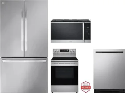 4 Piece Package Includes Refrigerator, Range, Microwave And Dishwasher