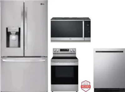 4 Piece Package Includes Refrigerator, Range, Microwave And Dishwasher