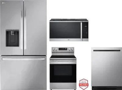 4 Piece Package Includes Refrigerator, Range, Microwave And Dishwasher