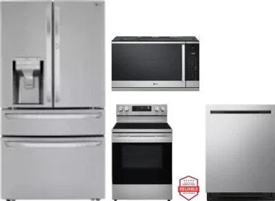 4 Piece Package Includes Refrigerator, Range, Microwave And Dishwasher