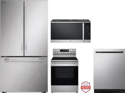 4 Piece Package Includes Refrigerator, Range, Microwave And Dishwasher