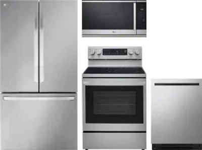 4 Piece Package Includes Refrigerator, Range, Microwave And Dishwasher