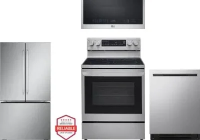 4 Piece Package Includes Refrigerator, Range, Microwave And Dishwasher