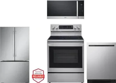 4 Piece Package Includes Refrigerator, Range, Microwave And Dishwasher