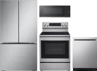 4 Piece Package Includes Refrigerator, Range, Microwave And Dishwasher