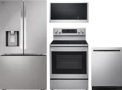 4 Piece Package Includes Refrigerator, Range, Microwave And Dishwasher