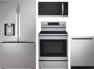 4 Piece Package Includes Refrigerator, Range, Microwave And Dishwasher