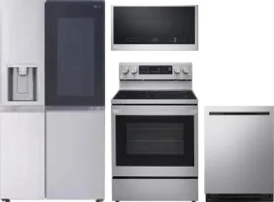 4 Piece Package Includes Refrigerator, Range, Microwave And Dishwasher