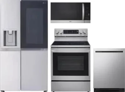 4 Piece Package Includes Refrigerator, Range, Microwave And Dishwasher