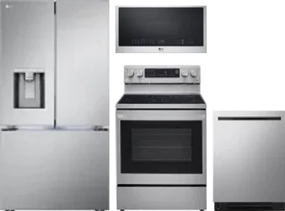 4 Piece Package Includes Refrigerator, Range, Microwave And Dishwasher