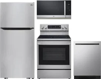 4 Piece Package Includes Refrigerator, Range, Microwave And Dishwasher