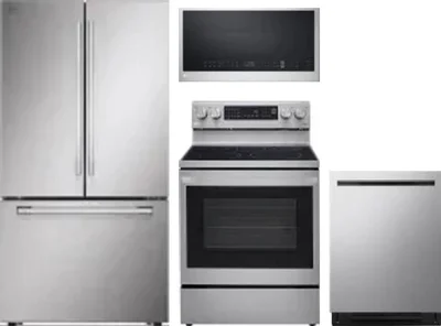 4 Piece Package Includes Refrigerator, Range, Microwave And Dishwasher