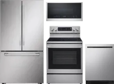 4 Piece Package Includes Refrigerator, Range, Microwave And Dishwasher