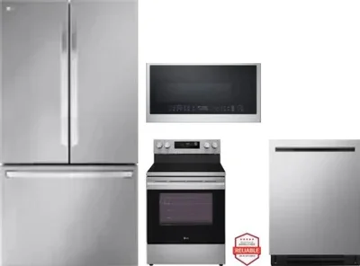 4 Piece Package Includes Refrigerator, Range, Microwave And Dishwasher