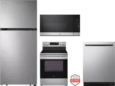 4 Piece Package Includes Refrigerator, Range, Microwave And Dishwasher