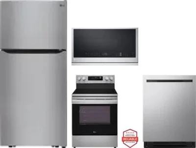 4 Piece Package Includes Refrigerator, Range, Microwave And Dishwasher