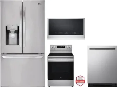 4 Piece Package Includes Refrigerator, Range, Microwave And Dishwasher