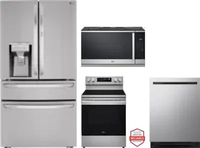 4 Piece Package Includes Refrigerator, Range, Microwave And Dishwasher