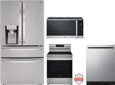 4 Piece Package Includes Refrigerator, Range, Microwave And Dishwasher