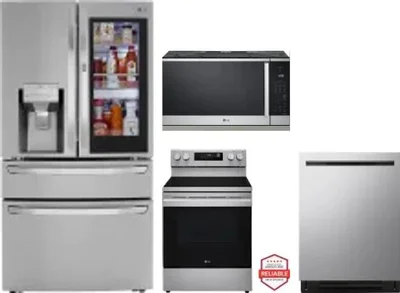 4 Piece Package Includes Refrigerator, Range, Microwave And Dishwasher