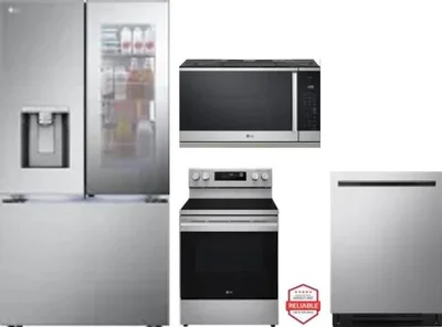 4 Piece Package Includes Refrigerator, Range, Microwave And Dishwasher