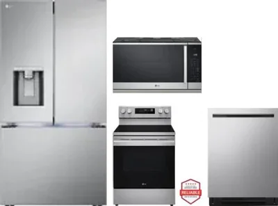 4 Piece Package Includes Refrigerator, Range, Microwave And Dishwasher