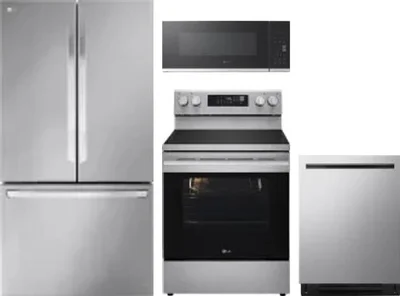 4 Piece Package Includes Refrigerator, Range, Microwave And Dishwasher