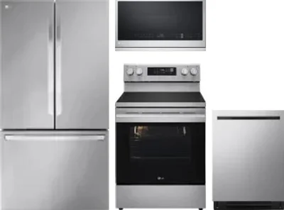 4 Piece Package Includes Refrigerator, Range, Microwave And Dishwasher