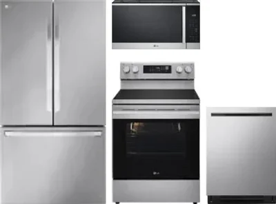 4 Piece Package Includes Refrigerator, Range, Microwave And Dishwasher