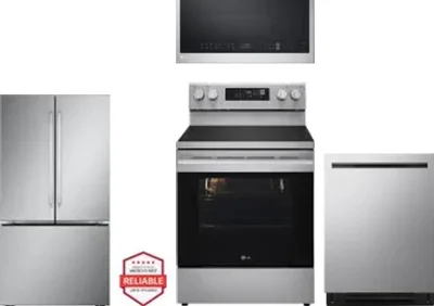 4 Piece Package Includes Refrigerator, Range, Microwave And Dishwasher