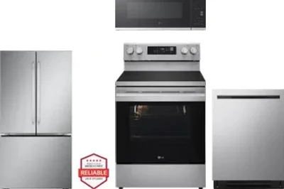 4 Piece Package Includes Refrigerator, Range, Microwave And Dishwasher