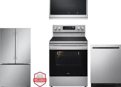 4 Piece Package Includes Refrigerator, Range, Microwave And Dishwasher