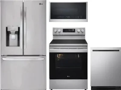 4 Piece Package Includes Refrigerator, Range, Microwave And Dishwasher