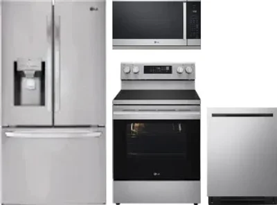 4 Piece Package Includes Refrigerator, Range, Microwave And Dishwasher