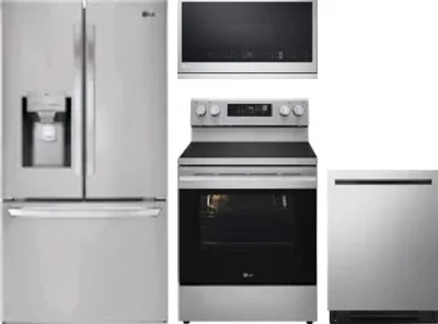 4 Piece Package Includes Refrigerator, Range, Microwave And Dishwasher