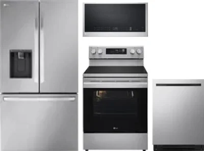 4 Piece Package Includes Refrigerator, Range, Microwave And Dishwasher
