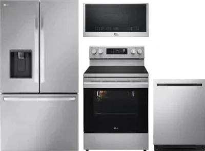 4 Piece Package Includes Refrigerator, Range, Microwave And Dishwasher