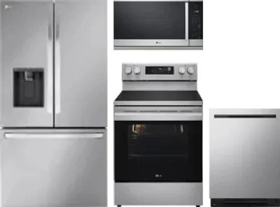 4 Piece Package Includes Refrigerator, Range, Microwave And Dishwasher