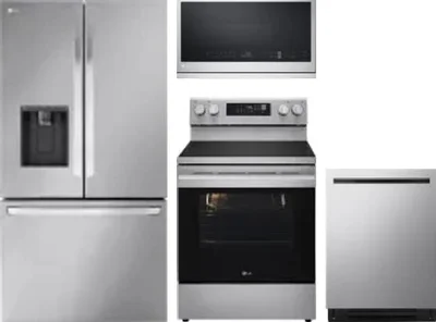 4 Piece Package Includes Refrigerator, Range, Microwave And Dishwasher