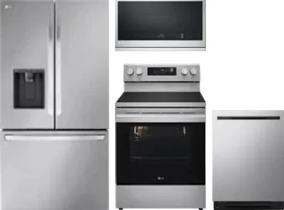 4 Piece Package Includes Refrigerator, Range, Microwave And Dishwasher