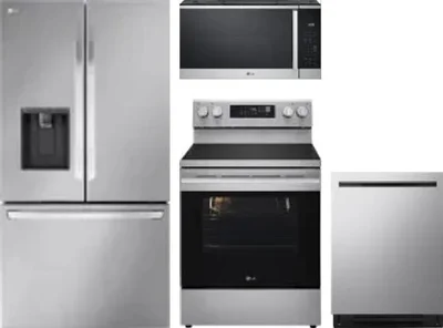 4 Piece Package Includes Refrigerator, Range, Microwave And Dishwasher