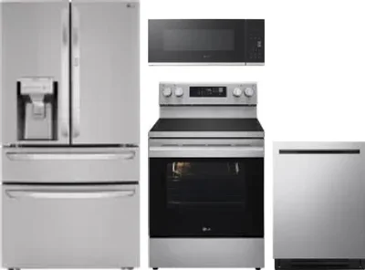 4 Piece Package Includes Refrigerator, Range, Microwave And Dishwasher