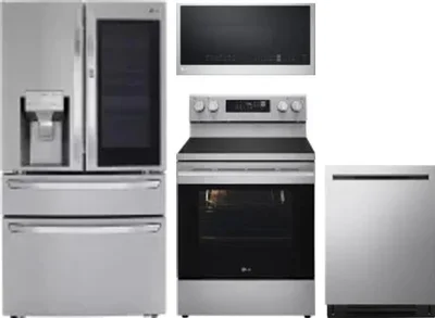 4 Piece Package Includes Refrigerator, Range, Microwave And Dishwasher