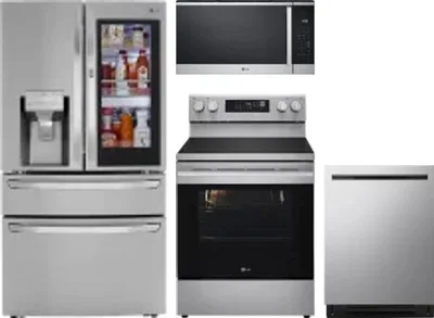 4 Piece Package Includes Refrigerator, Range, Microwave And Dishwasher