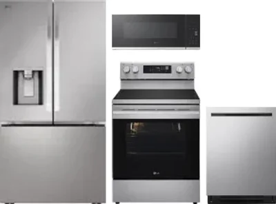 4 Piece Package Includes Refrigerator, Range, Microwave And Dishwasher
