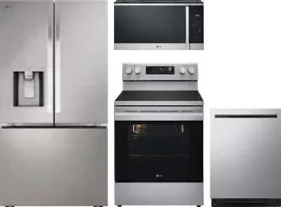 4 Piece Package Includes Refrigerator, Range, Microwave And Dishwasher