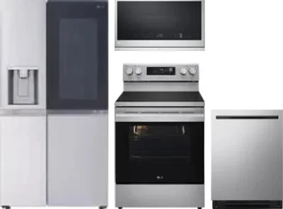 4 Piece Package Includes Refrigerator, Range, Microwave And Dishwasher