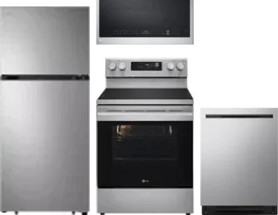 4 Piece Package Includes Refrigerator, Range, Microwave And Dishwasher
