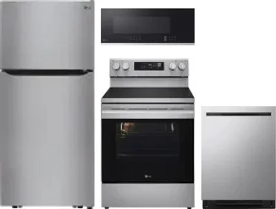 4 Piece Package Includes Refrigerator, Range, Microwave And Dishwasher