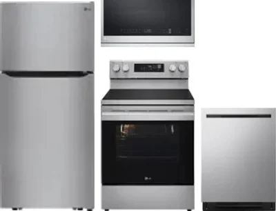 4 Piece Package Includes Refrigerator, Range, Microwave And Dishwasher